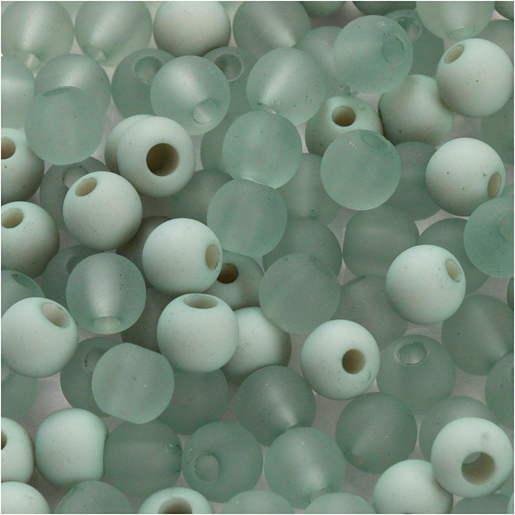 Cuentas de plástico Creativ Company, dia 6 mm, medida del agujero 2 mm, aprox. 150 piezas, verde claro, 40 g 1 caja