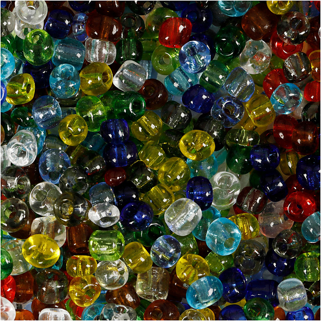 Rocallas Creativ company, d 4 mm, tamaño 6 0, medida agujero 0,9-1,2 mm, brillo transparente, 1000 gr 1 caja