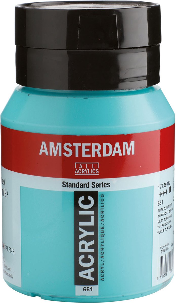 Pintura acrílica serie estándar Amsterdam bote 500 ml verde turquesa 661