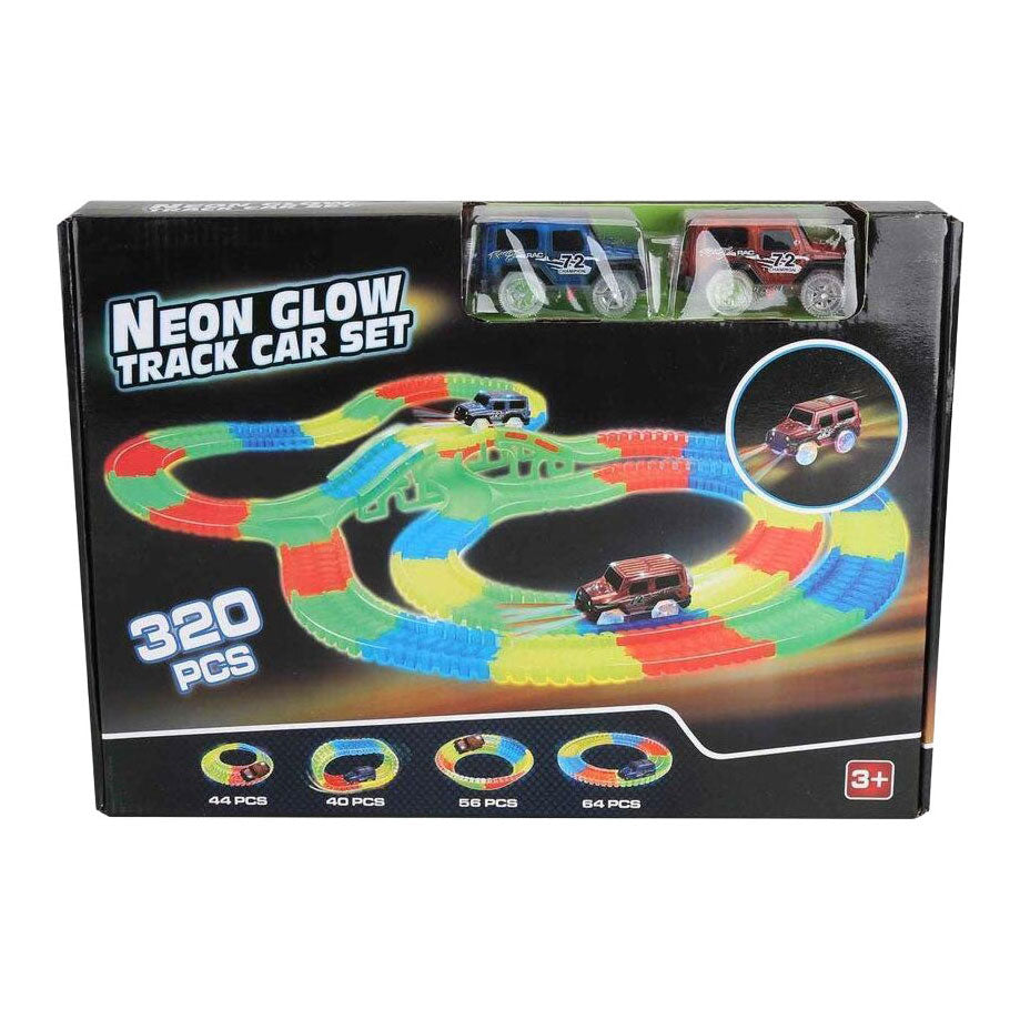 Pista da corsa con luci al neon con 2 auto - 320 pz.