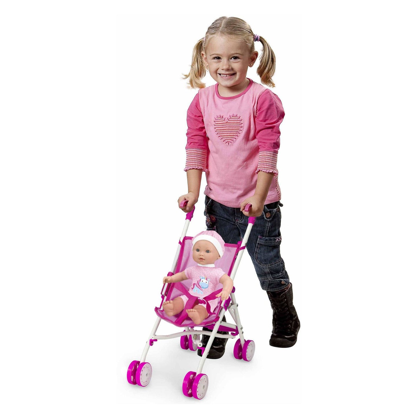 Muñeco bebé con cochecito - 35cm