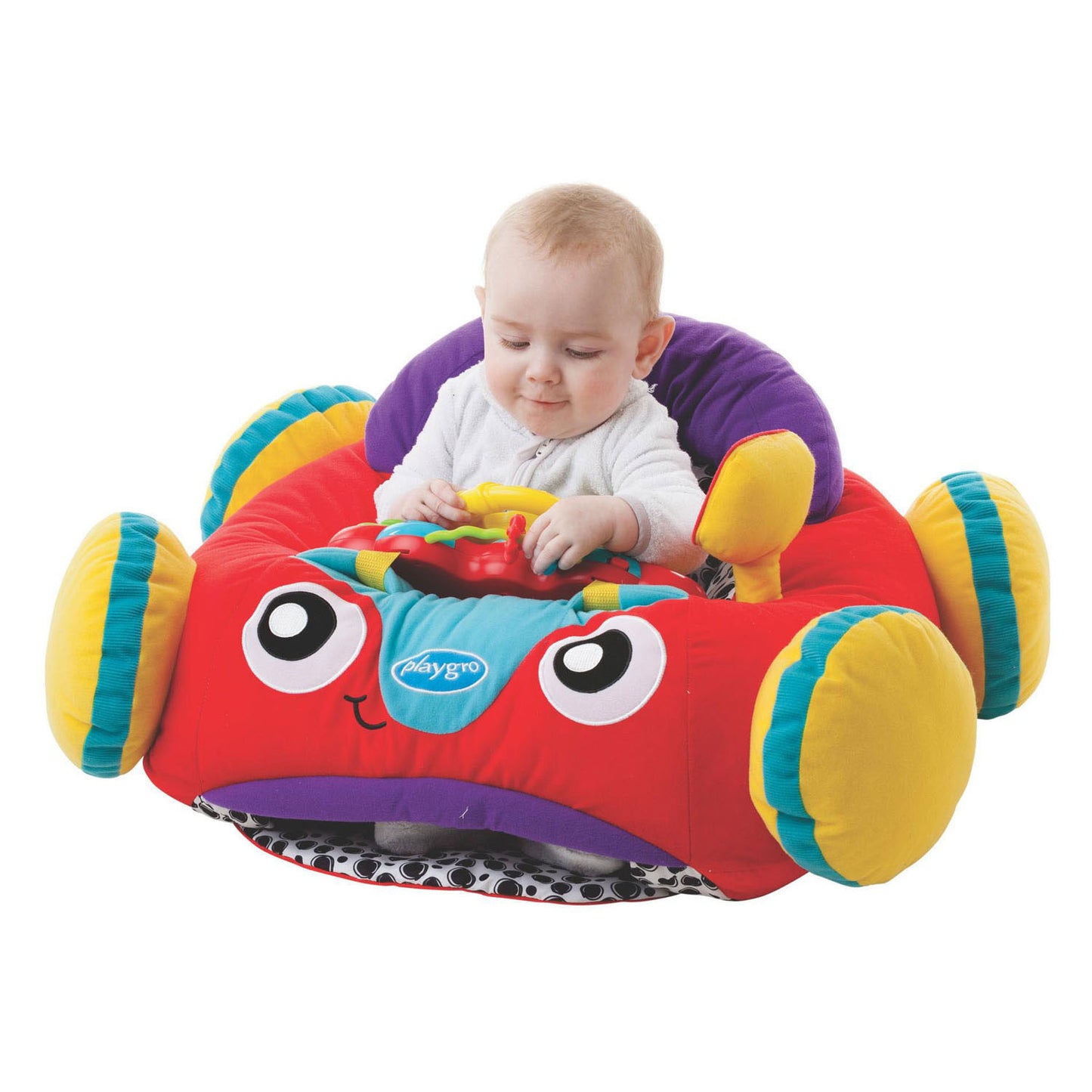 Playgro comfy car - pluchen zitkussen baby - speelkussen baby - activiteitenkussen - babyspeelgoed - interactief baby speelgoed - babygym - speelkleed baby - pluchen auto baby - auto - kraamcadeau - met licht en geluid