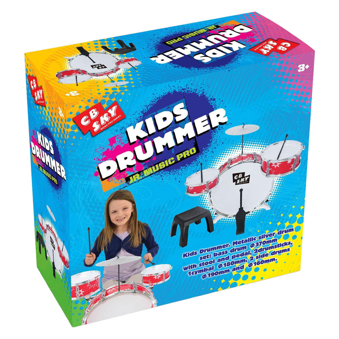 Batería infantil con taburete - 5 piezas.