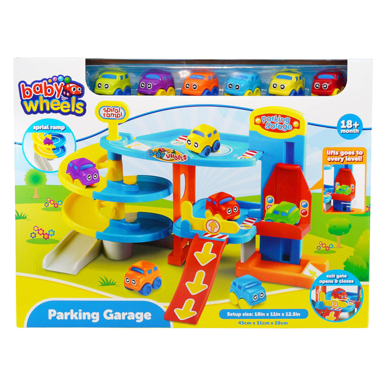 Garaje para ruedas de bebé con 6 coches.