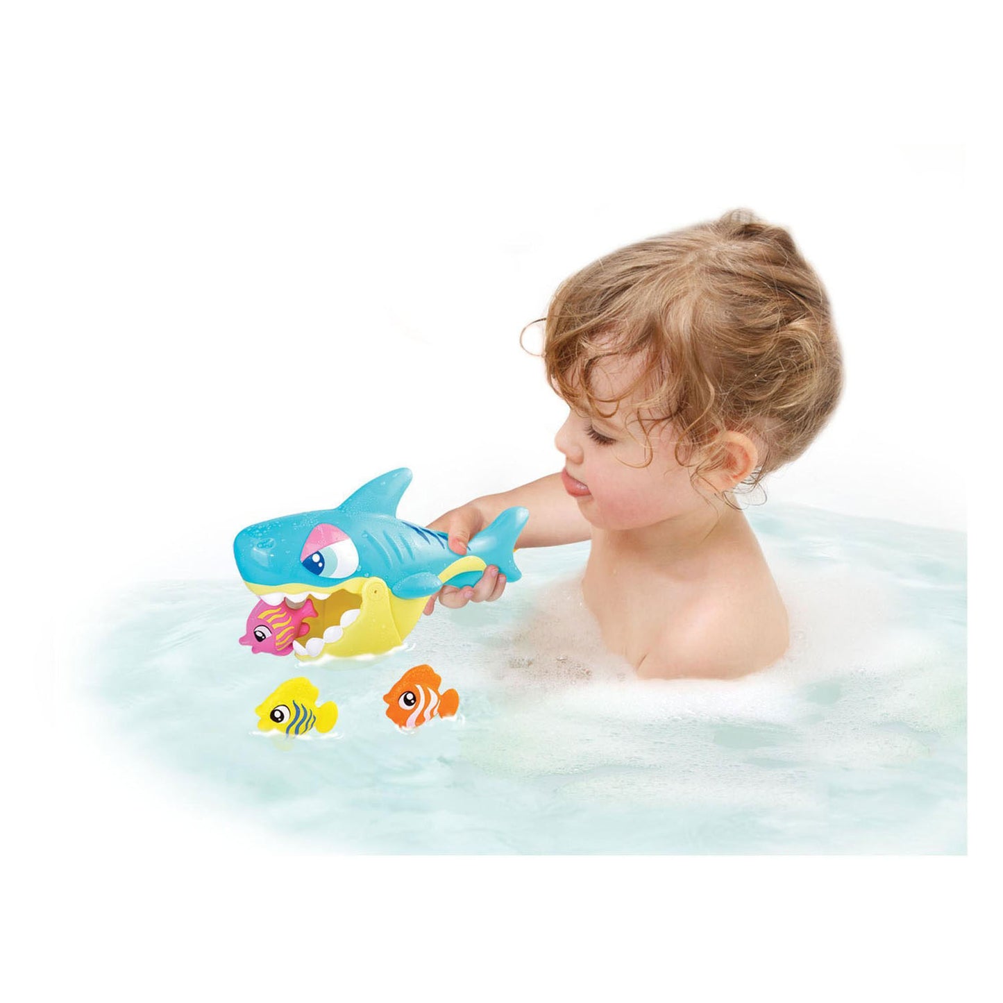 Tiburón de baño con 3 peces.