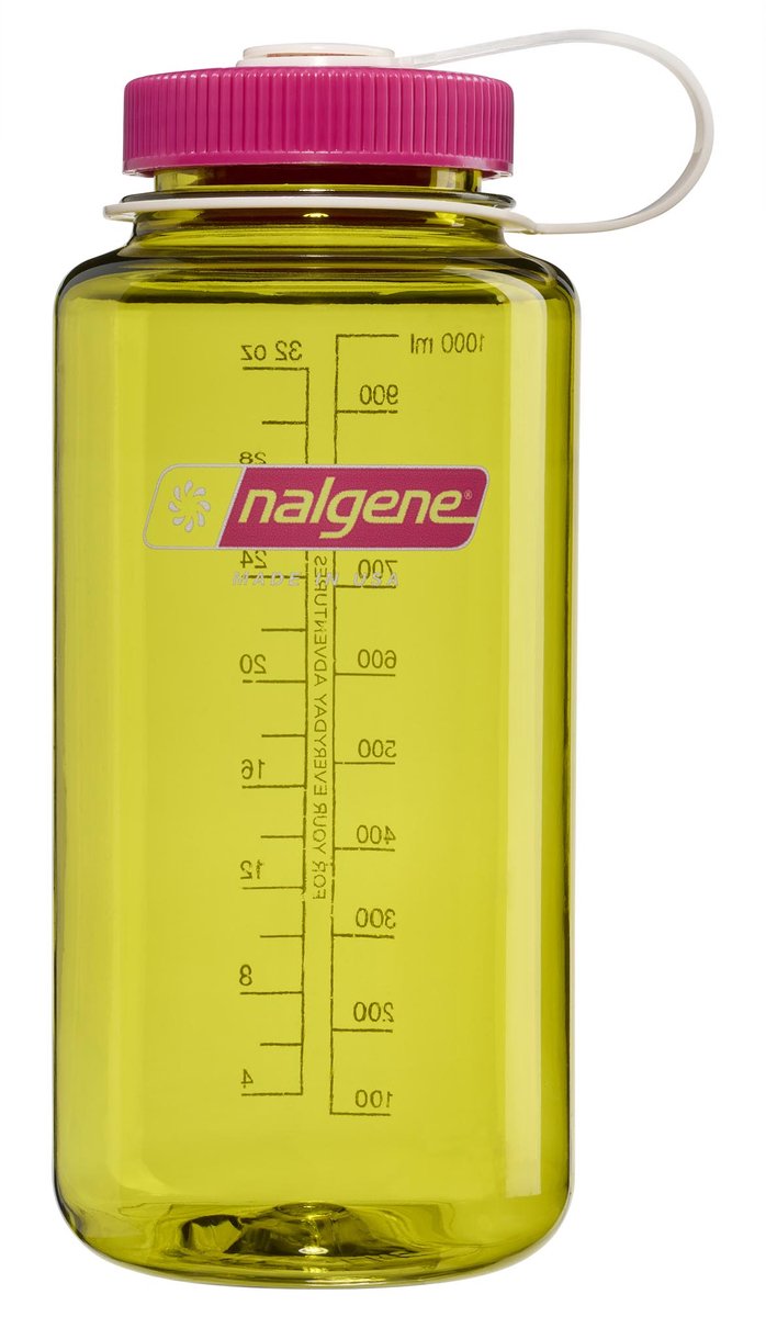 Nalgene - botella de boca ancha - botella para beber - botella de agua - 1000 ml - sin bpa - sustento - escarola con morado fucsia nuevo