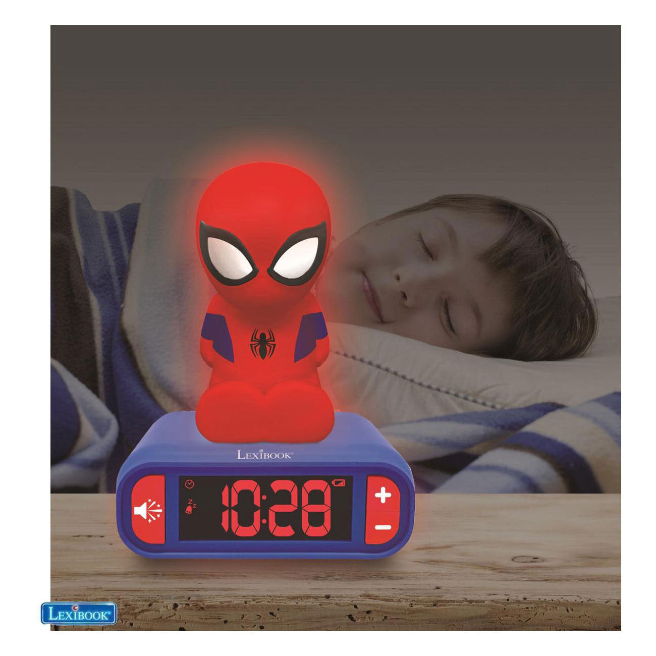 Sveglia Lexibook con luce notturna design 3D Spiderman ed effetti sonori