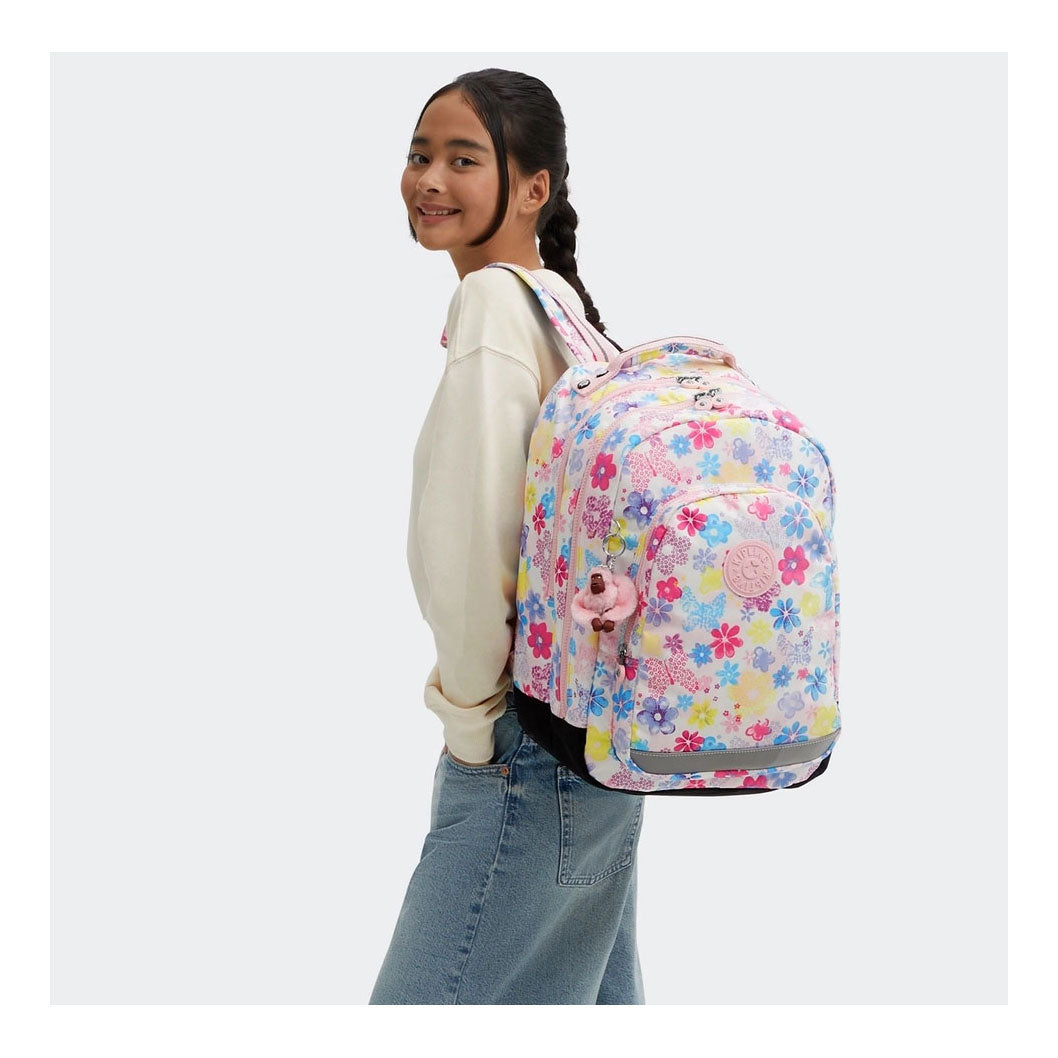 Mochila para aula Kipling - sello de flores
