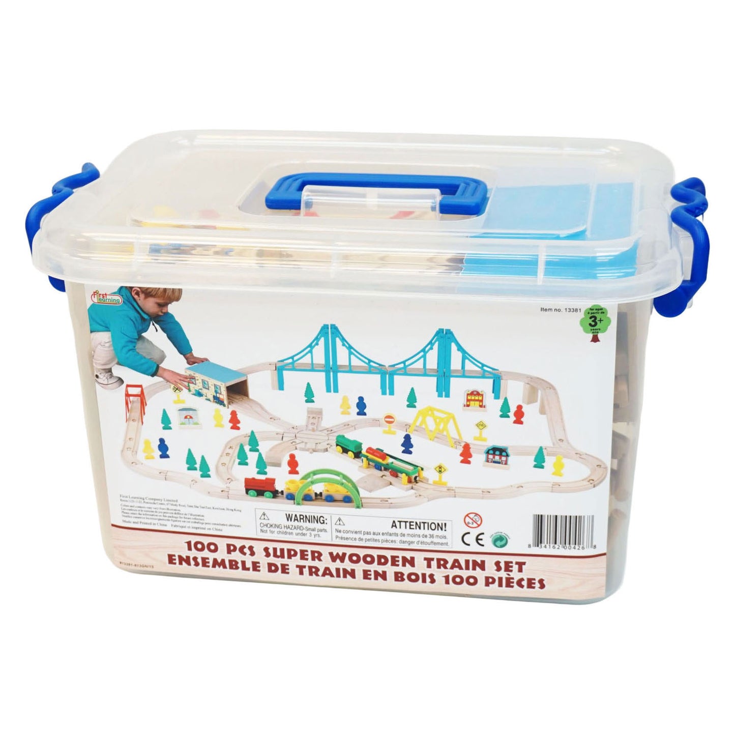 Super set trenino in legno in scatola portaoggetti - 100 pz.