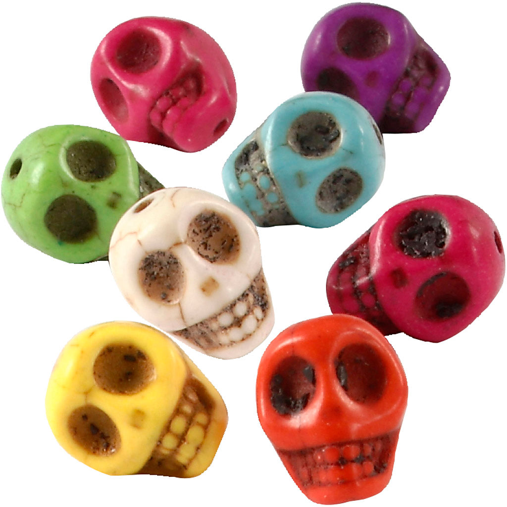 Creativ company howlite, d 12 mm, misura buco 1,5 mm, colori forti, 32 pezzi 1 scatola