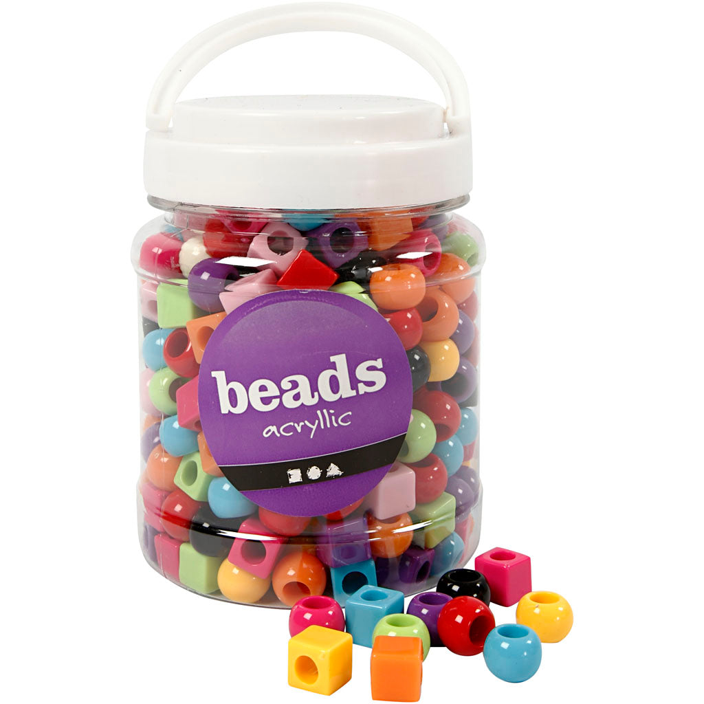 Perline di plastica dell'azienda Creativ, misura 11 mm, misura del foro 7 mm, ca. 330 pezzi, vari colori, 420 g, 700 ml 1 scatola