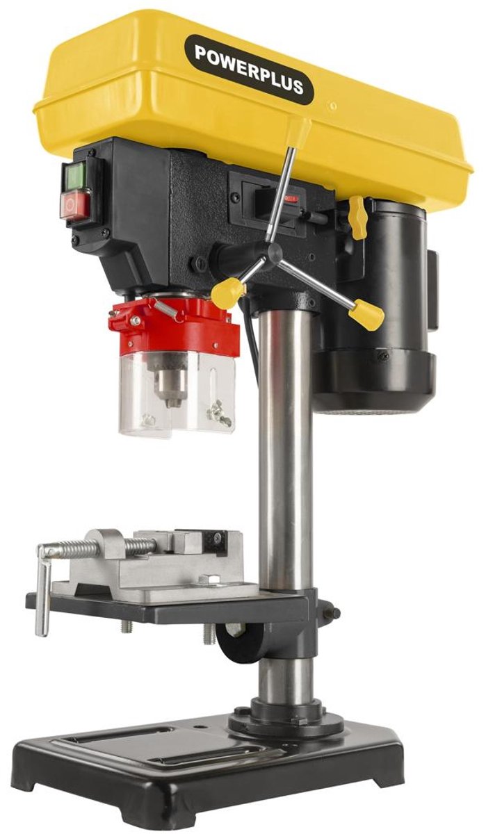 Powerplus kolomboormachine powx156 - tafelboormachine voor boren in hout en staal tot 50 mm - 9 snelheden met 500 w vermogen - 164 x 162 mm tafel kantelbaar tot 45° en in hoogte verstelbaar