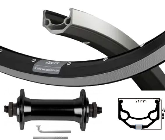 Ruota anteriore kgs 28 pollici (622) Hub di guasto in argento nero ZAC19