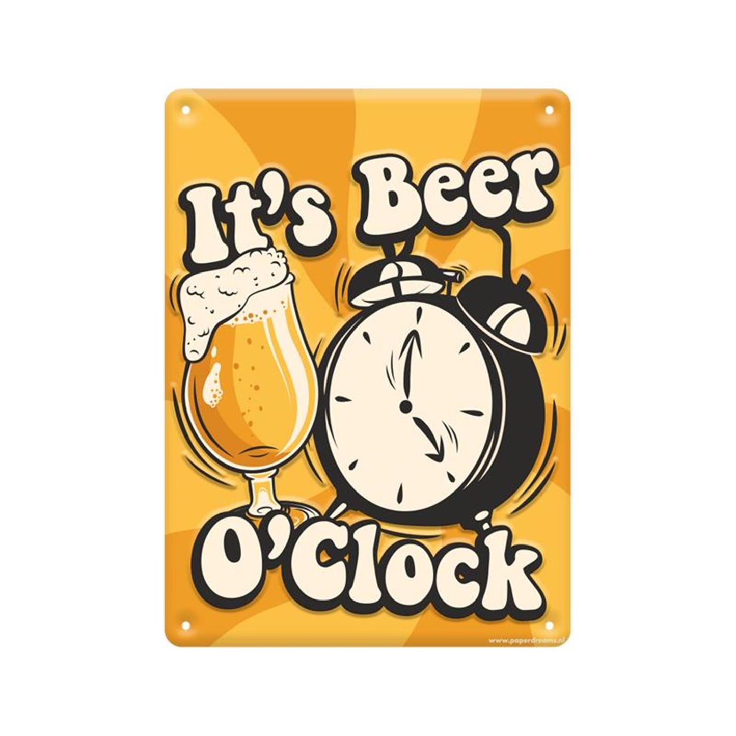 Cartello con testo Paperdreams in metallo - "Ora della birra".