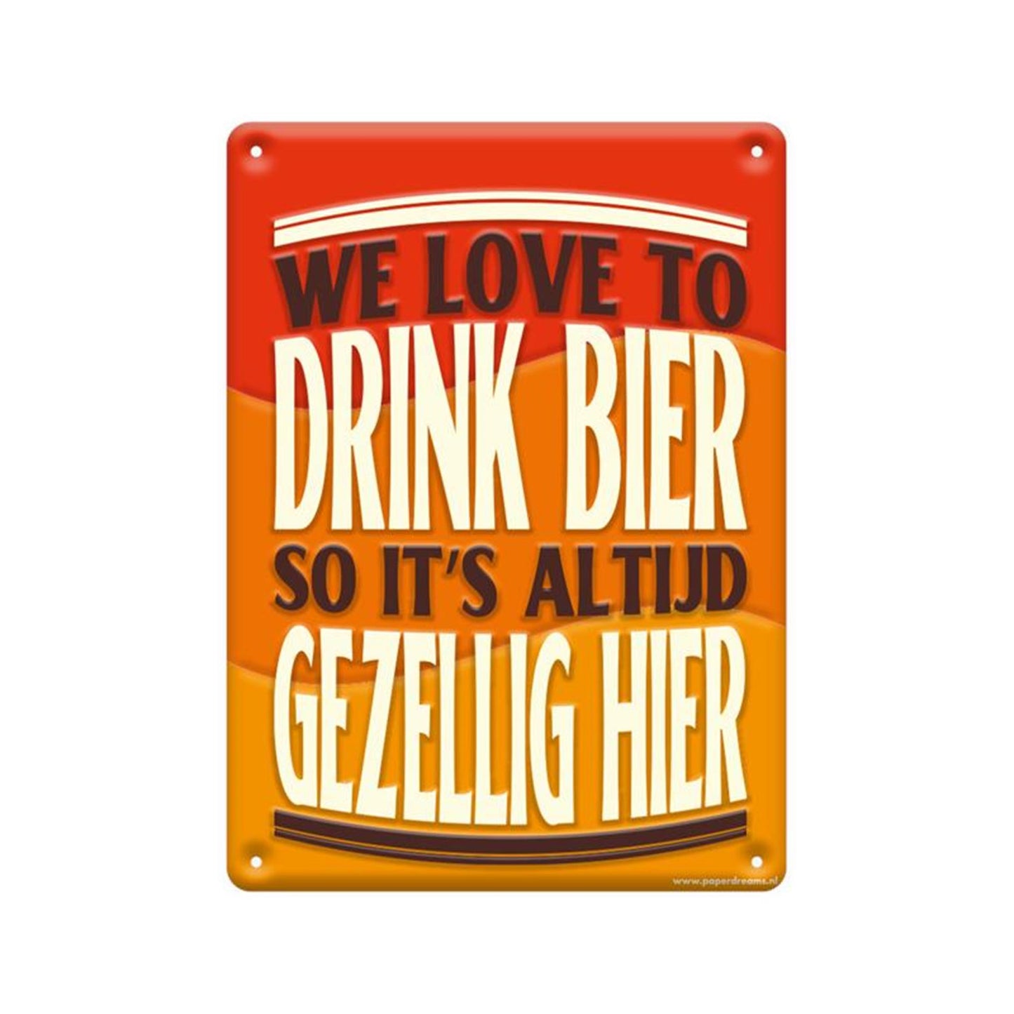 Paperdreams tekstbord metaal 22x16,5cm - we love to drink bier