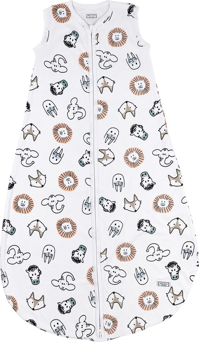 Meyco baby animal saco de dormir de verano para bebé redondo - multicolor - 62cm - 0,5 tog