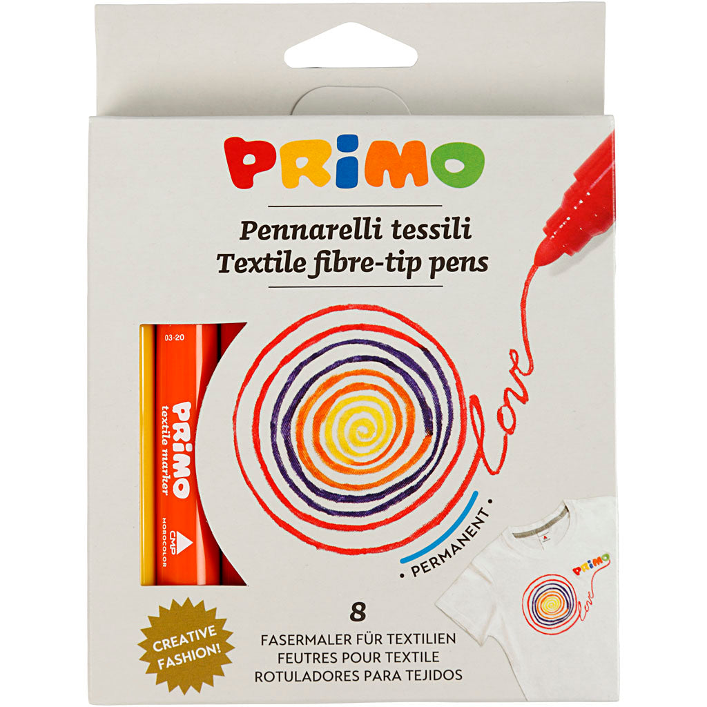 Primo textielstiften 8 stuks