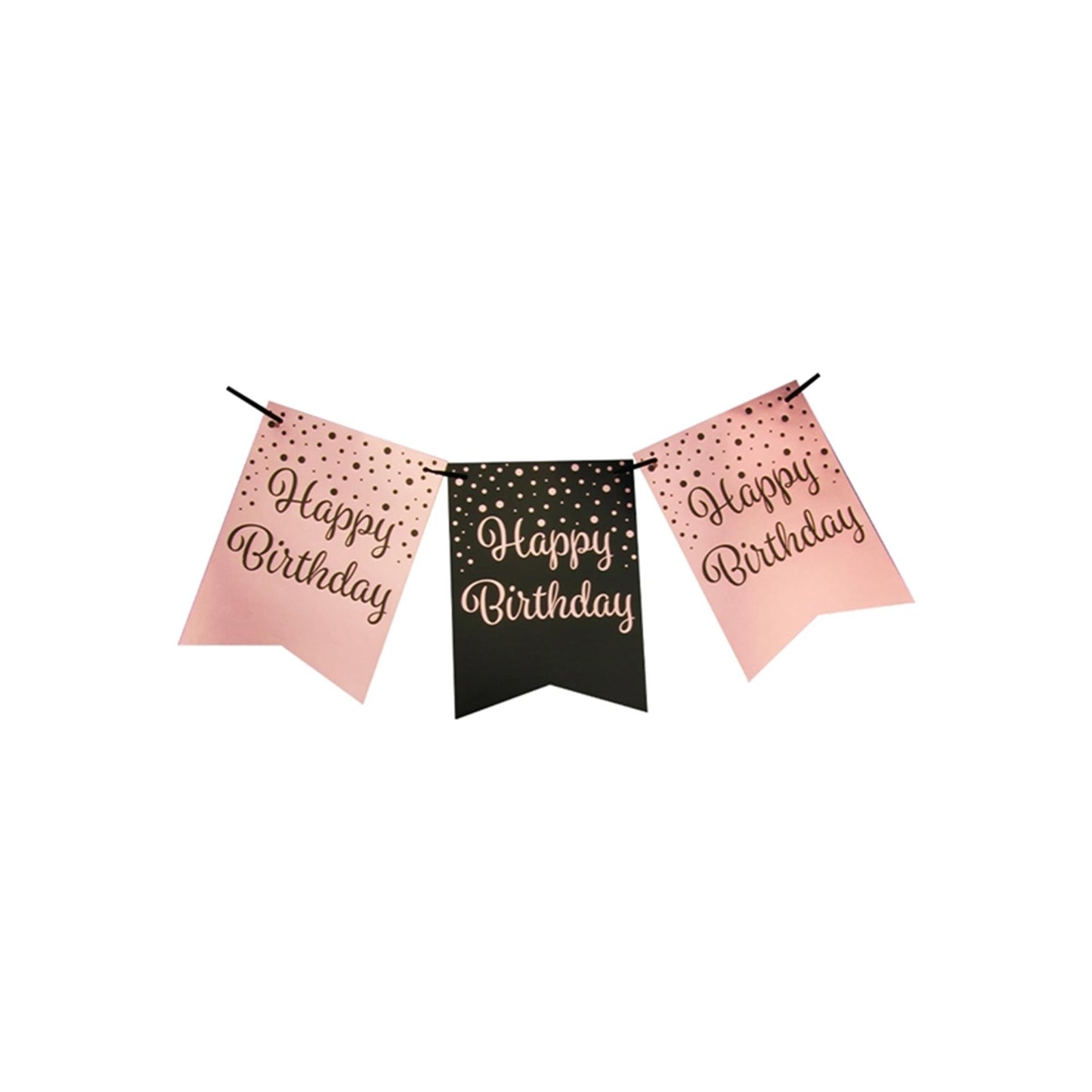 Ghirlanda di bandiere Paperdreams rosa nera - compleanno