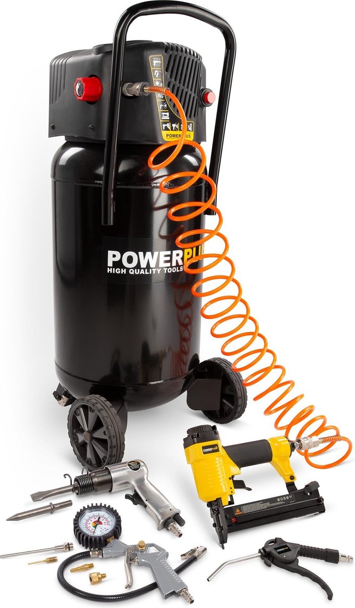 Powerplus powx1751 compressor - luchtcompressor - 1100w - 8 bar - olievrij - 50l tankinhoud