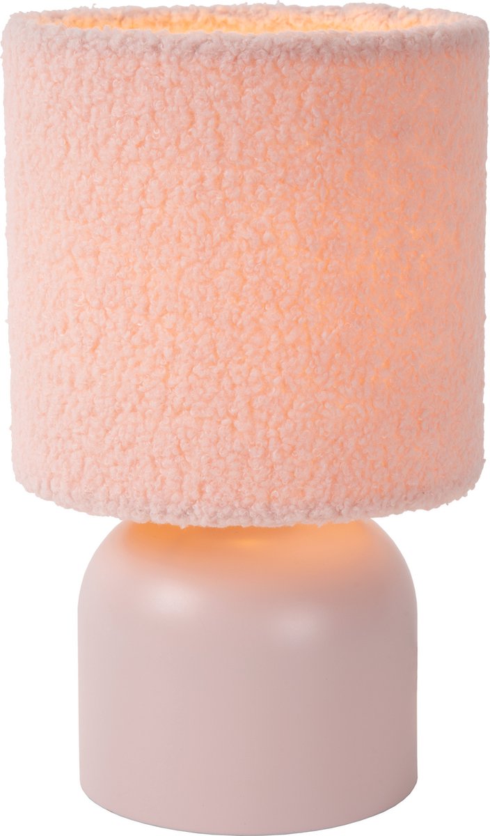 Lucide woolly - tafellamp - ø 16 cm - 1xe14 - roze - japandi