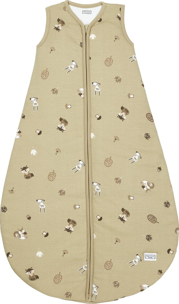 Meyco baby animali della foresta sacco nanna rotondo foderato - sabbia - 98 cm - 2,5 tog
