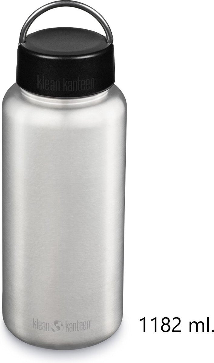 Botella para beber Klean kanteen ancha de acero inoxidable 40 oz 1182 ml de ancho con tapa de bucle