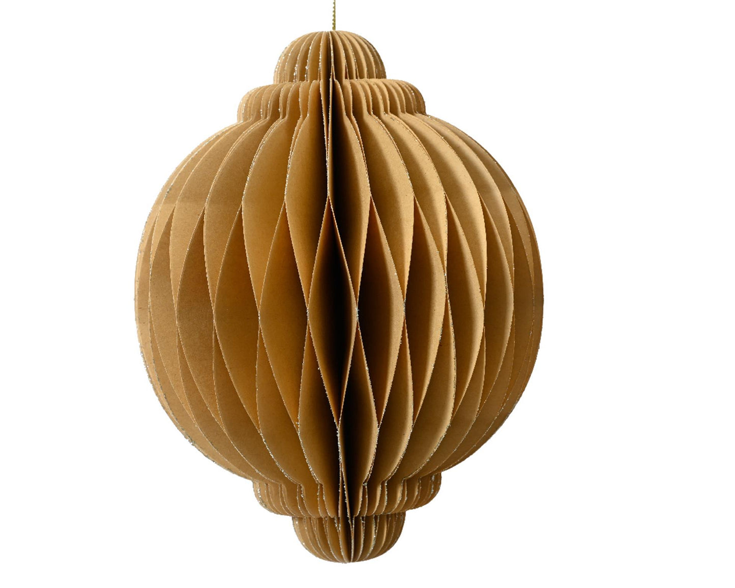 Decoris Colgante navideño papel forma de cebolla beige h15cm