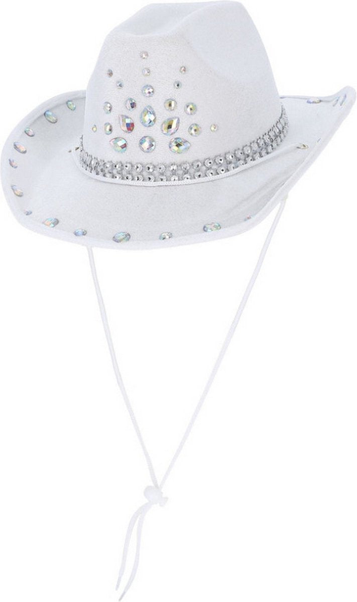 Cappello costume Smiffys cappello da cowboy con strass bianco