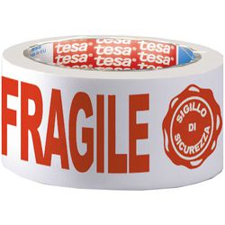 Packaging tape tesa fragile 12 m white, red