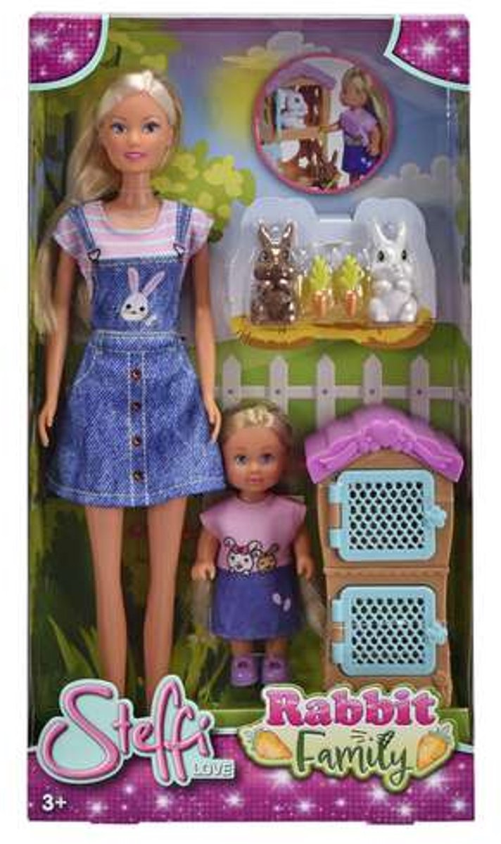 Muñeca Simba steffi love y evi family conejitos rosa - 105733667