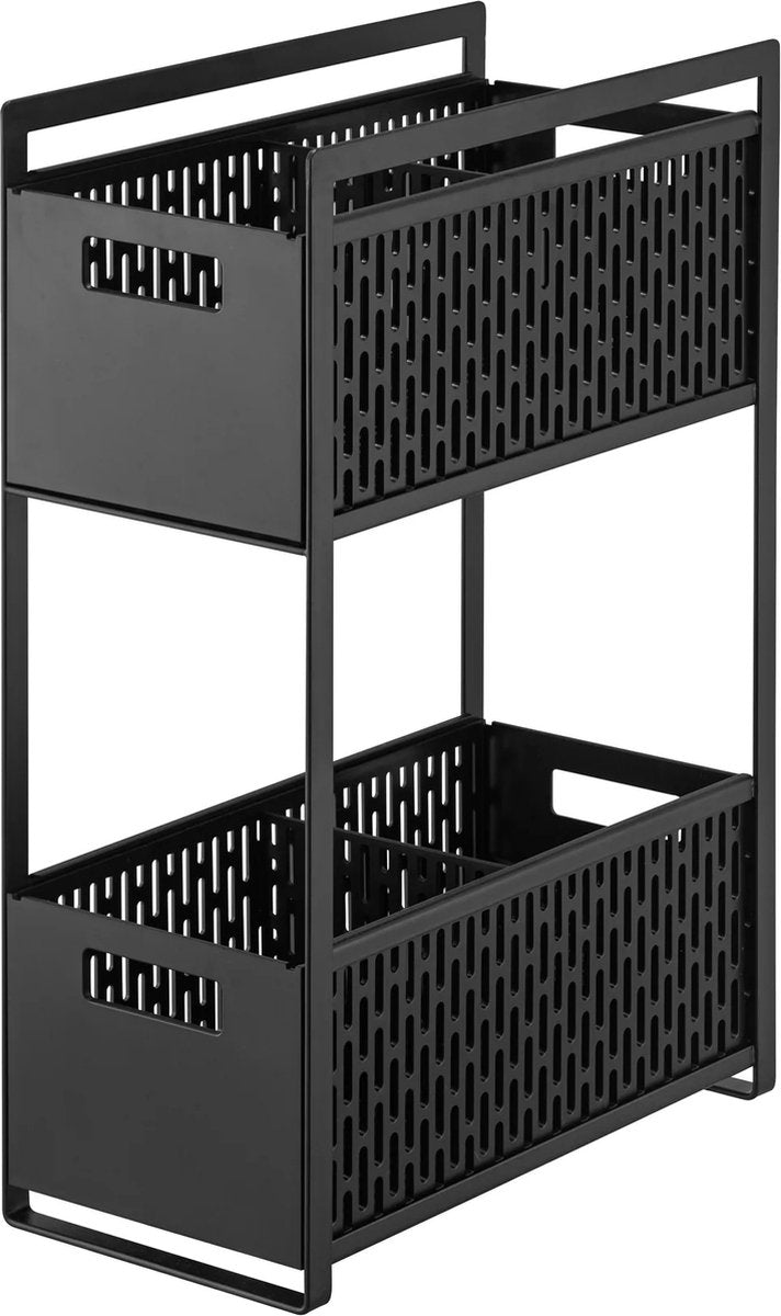 Scaffale da cucina Yamazaki con cestelli - 2 livelli - torre - nero