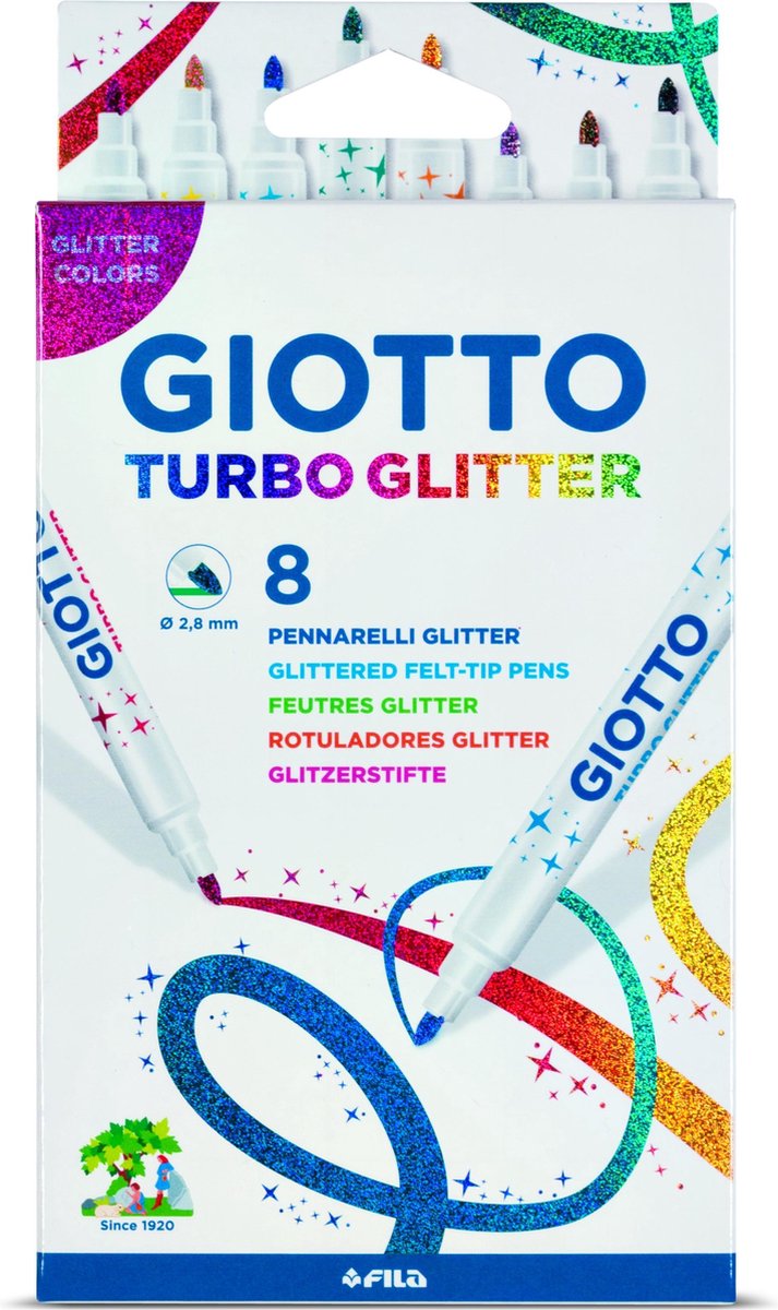 Giotto 8 rotuladores con purpurina turbo.
