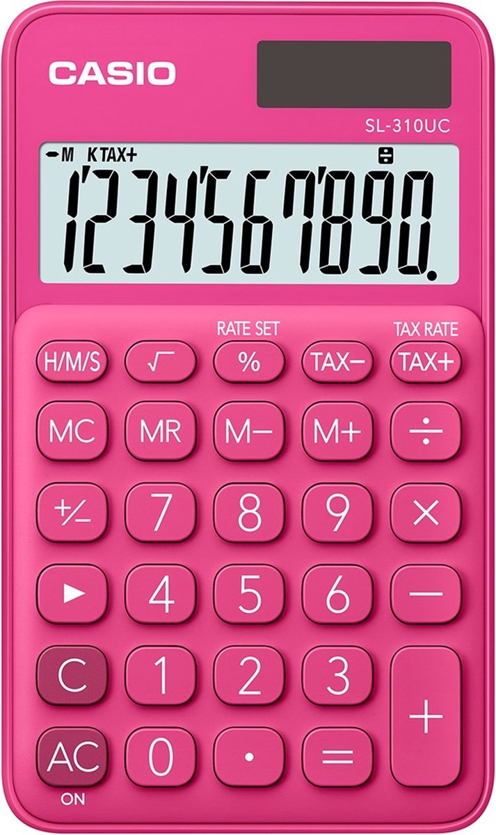 Casio SL-310UC-RD - calcolatrice tascabile - display a 10 cifre - alimentazione solare e a batteria - rossa