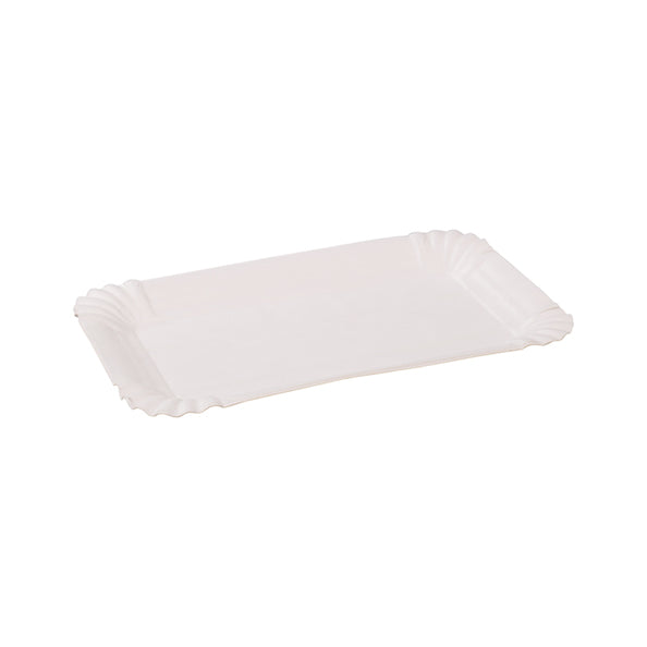 Piatto surrogato in cartone 10 x 16 cm rigato bianco (2000 pezzi)
