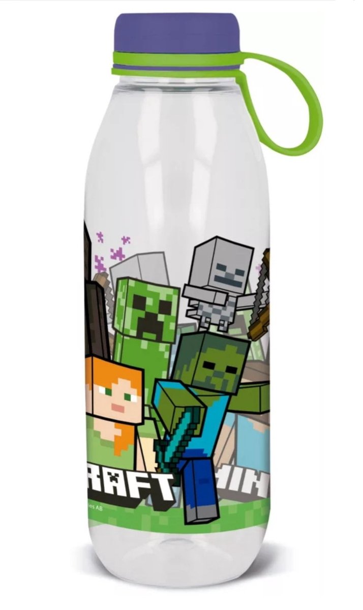 Botella Minecraft con tapón de rosca - 650 ml