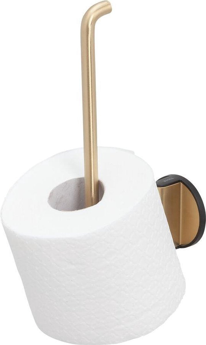Tiger tune - portarrollos de repuesto - sin taladrar - cinta autoadhesiva de 3 m - negro cepillado dorado
