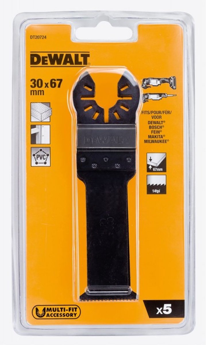 Lama sega multiutensile Dewalt dt20724 hcs per legno duro 31x67mm ve=5