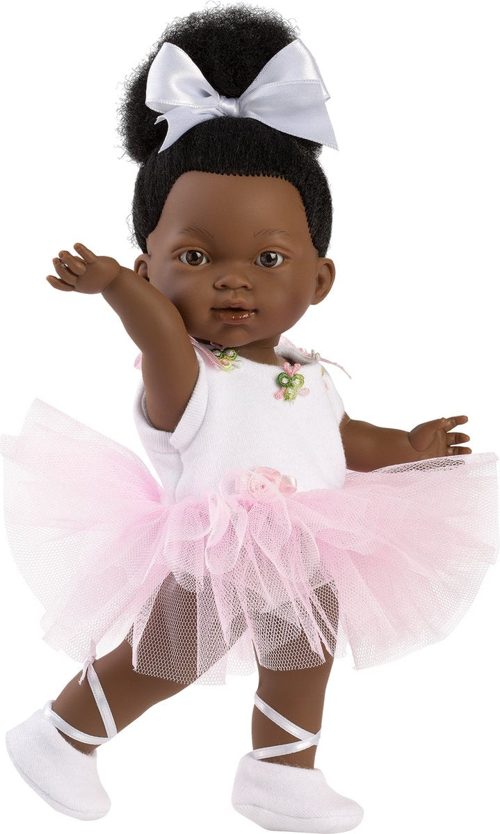 Bambola Llorens Dark Zoe Ballet con fiocco bianco 28 cm