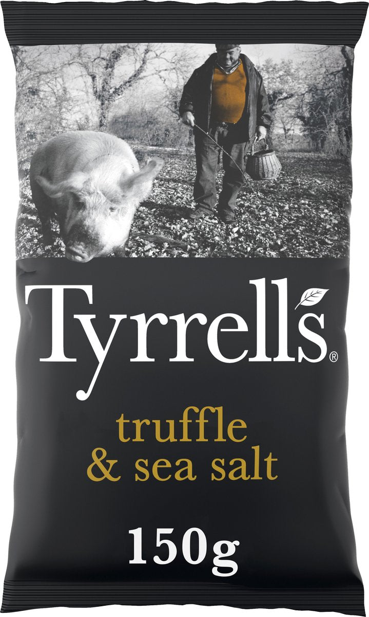 Tyrrells black truffle sea salt - chips - 8x150 gram