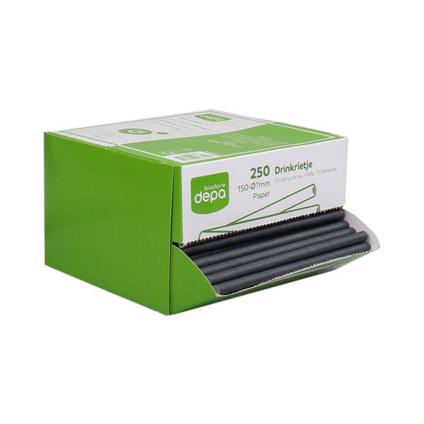 Biodore cannuccia carta nera 150x7mm (250 pezzi)