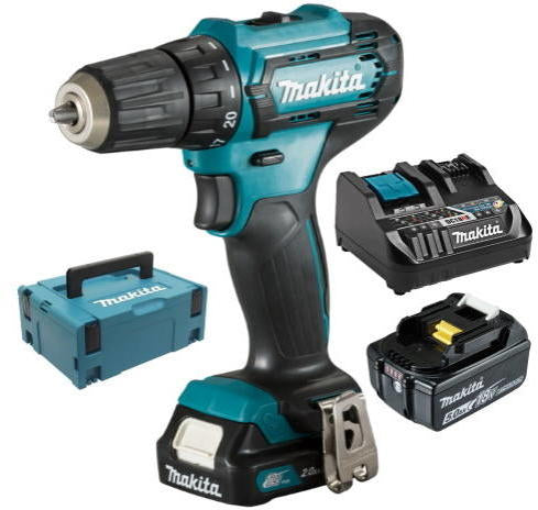 Trapano/avvitatore Makita df333dnx12 | con 1 batteria agli ioni di litio da 12 V 2,0 Ah e 1 batteria agli ioni di litio da 18 V 5,0 Ah.