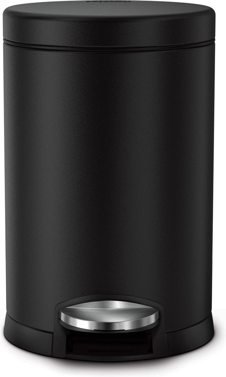 Simplehuman prullenbak rond 4,5 l - zwart - rvs