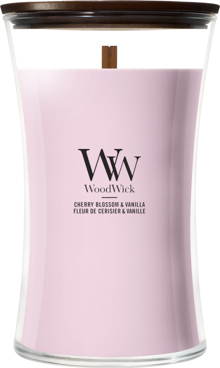 Clessidra Woodwick - Vaniglia ai fiori di ciliegio - Candela profumata grande - 130 ore di combustione