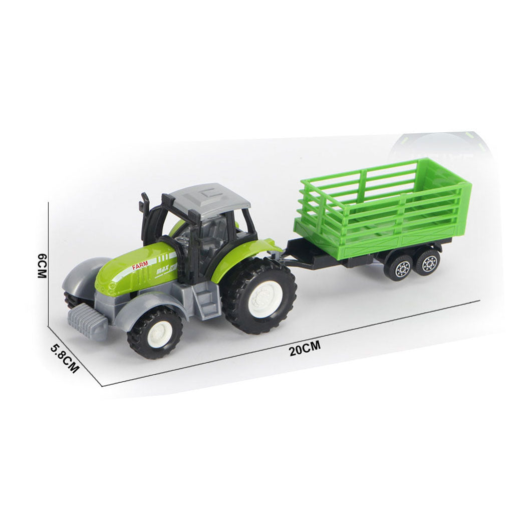 Trattore verde a gamba con trailer e funzione di tiro