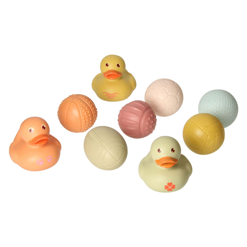 Juego de juguetes de baño con bolas sensoriales, patitos de goma, color pastel