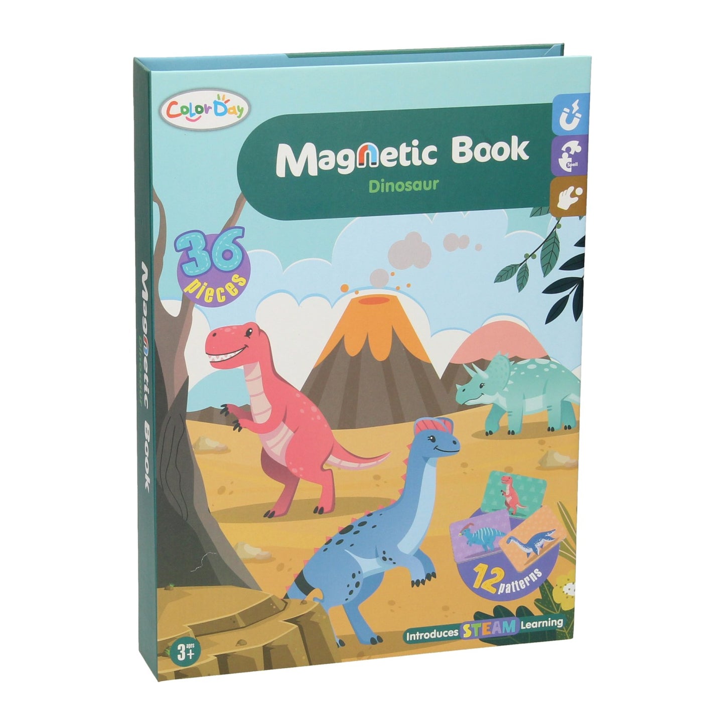 Libro magnético - dinosaurio, 36 piezas.