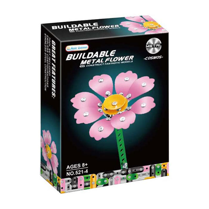 Set de construcción de metal flor rosa