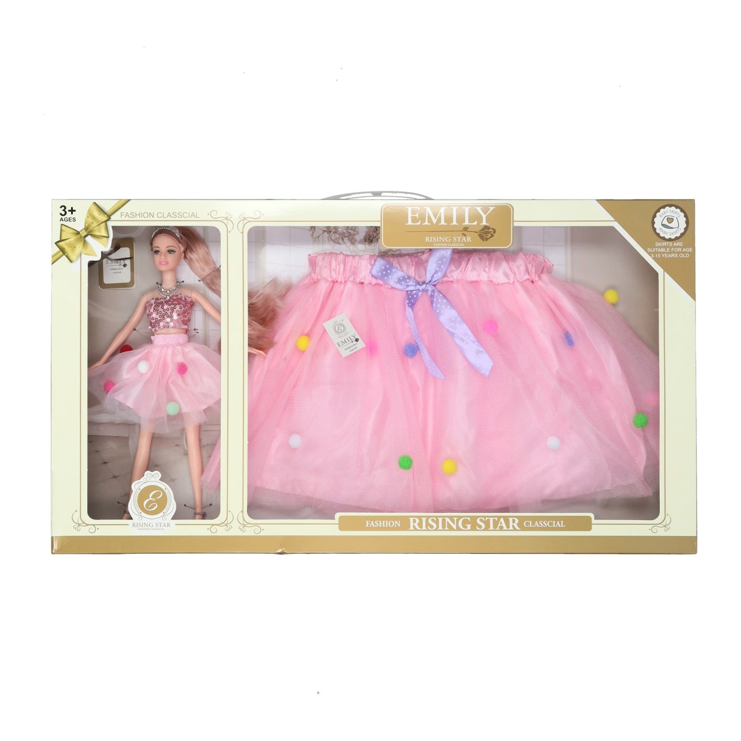 Conjunto de muñeca con falda disfrazada.