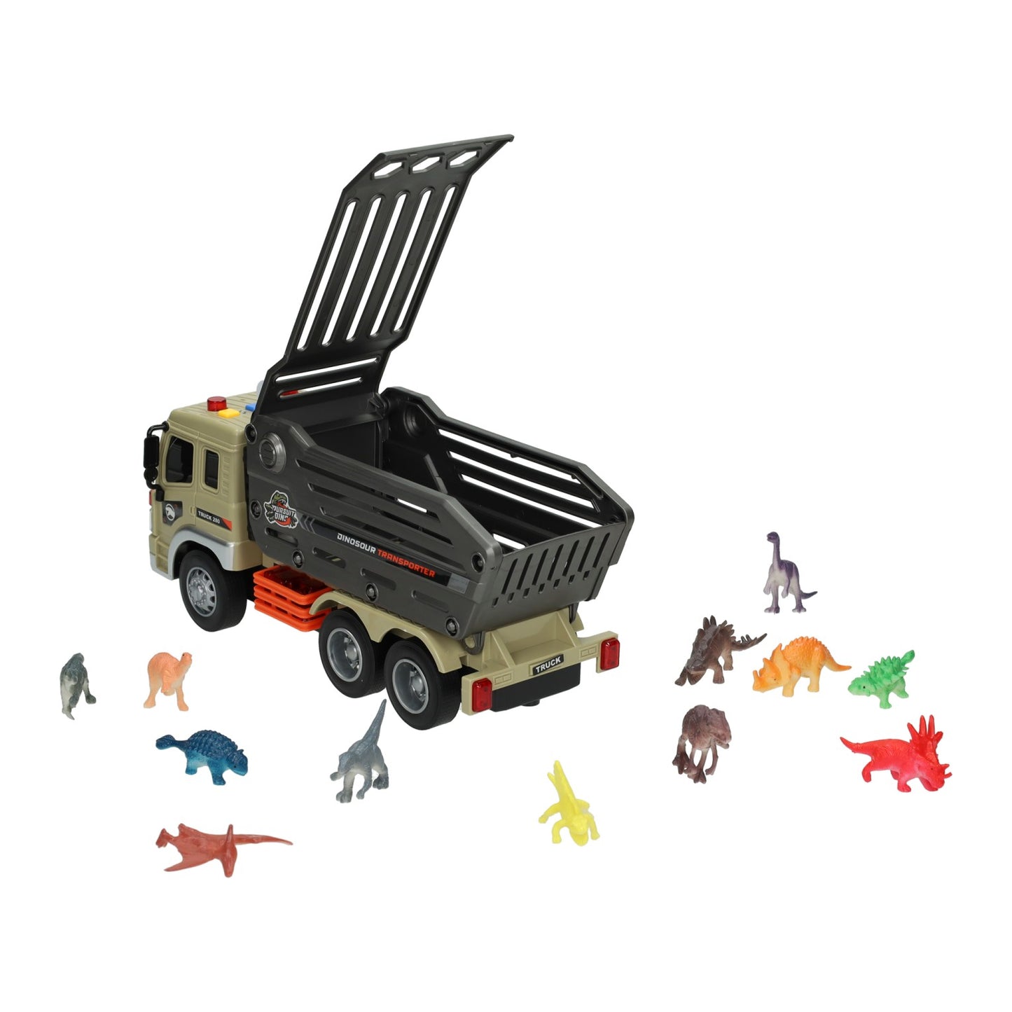 Camión de rescate con dinosaurios.