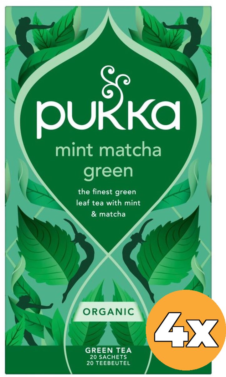 Pukka tè menta verde matcha - 80 bustine di tè - tisana biologica - menta - tè verde - 4 x 20 bustine - confezione risparmio di tè